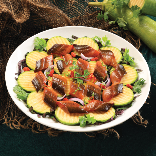 Turmeric - Marinated Eel Steamed With King Zucchini