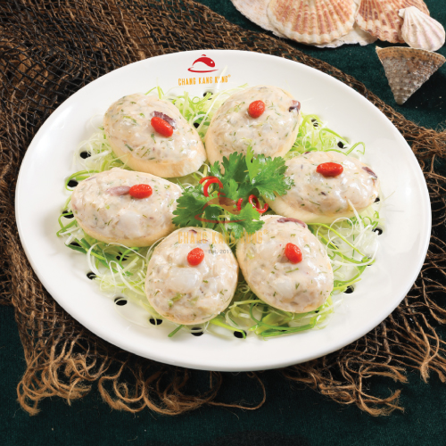 Nhân mực hấp nấm đùi gà